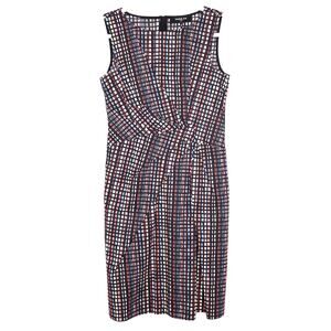 PAULE KA Ruched Side Midi Dress in Black Multi-Coloured Printed Women's 40